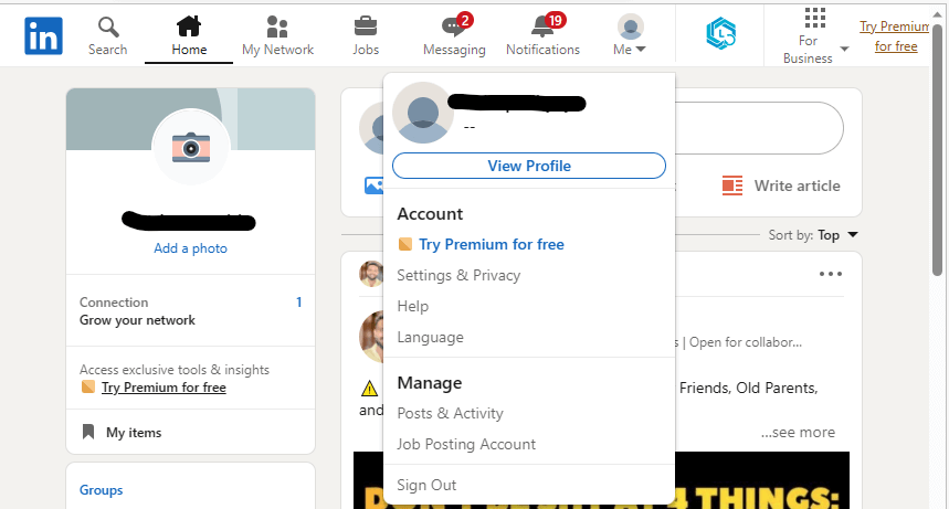 linkedin profile setting options