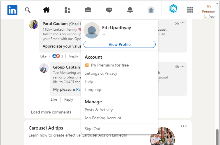 manage profile