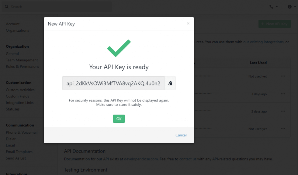 close api ready