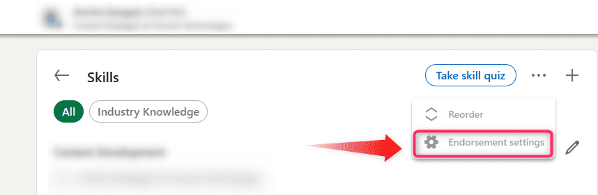 LinkedIn Endorsement setting option