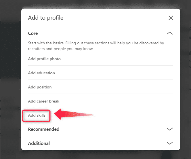 Add skills to your LinkedIn profile