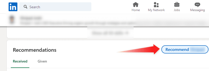 LinkedIn Recommendations options