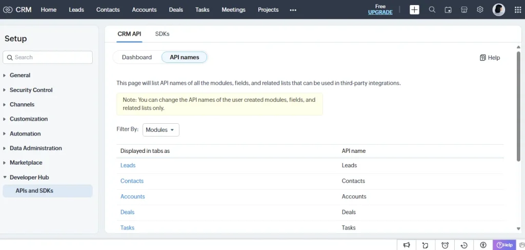 Generate API Credentials in Zoho CRM