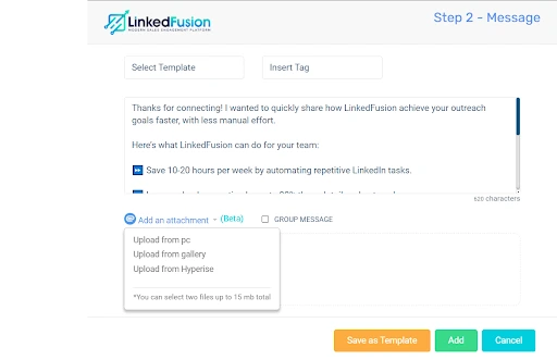 Connection message or InMail message